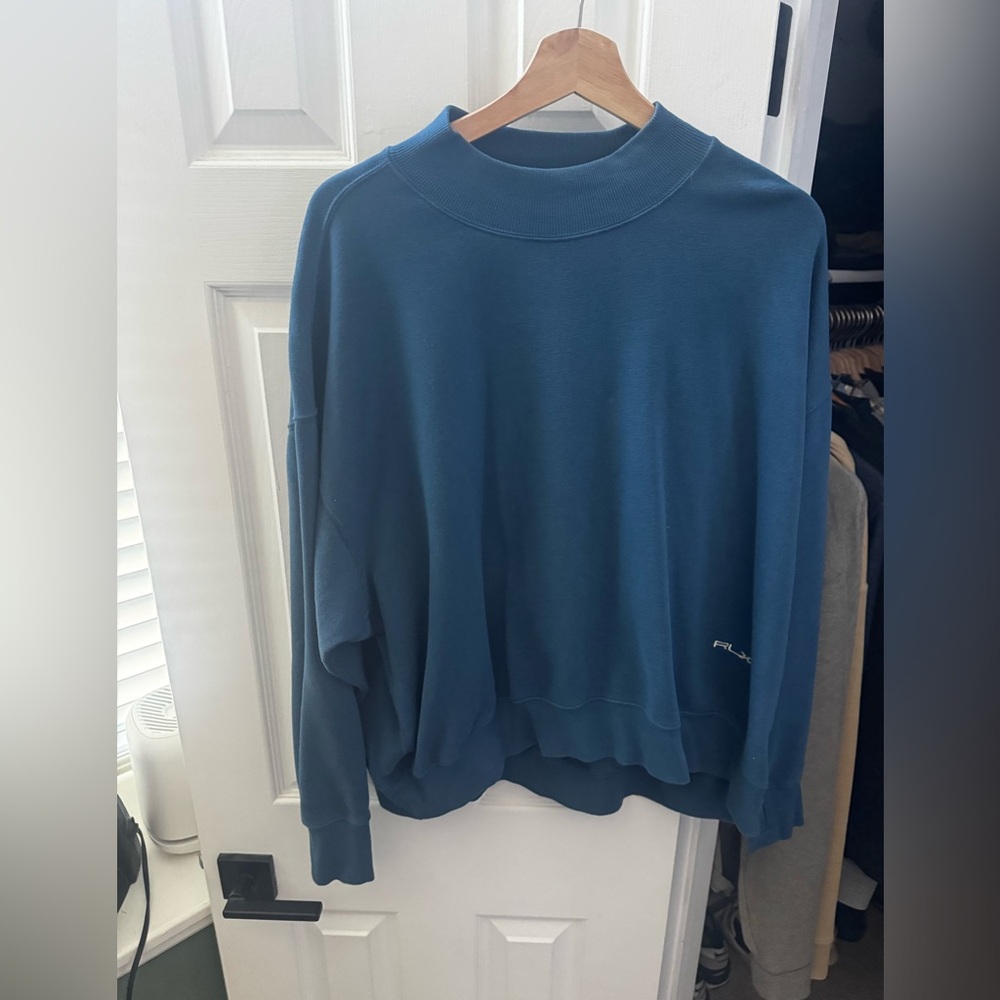 Ralph Lauren RLX Embroidered-Logo Mock-Neck Jumper XXL Blue Preppy Golf